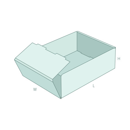 FEFCO 0422 alus - lainepapist pakend 3D eelvaatega | MAZUS