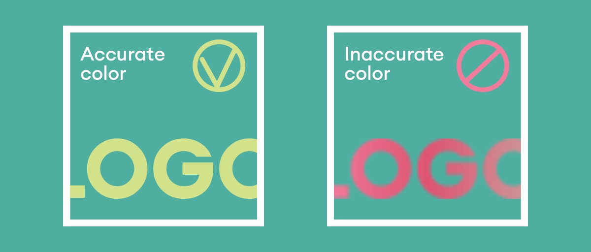 Точный цвет достигается при использовании CMYK или Pantone, а RGB может дать неправильный печатный результат.