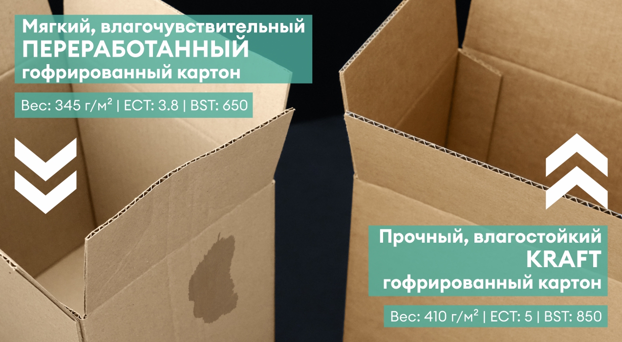 Сравнение переработанного гофрированного картона и крафт-гофрированного картона
